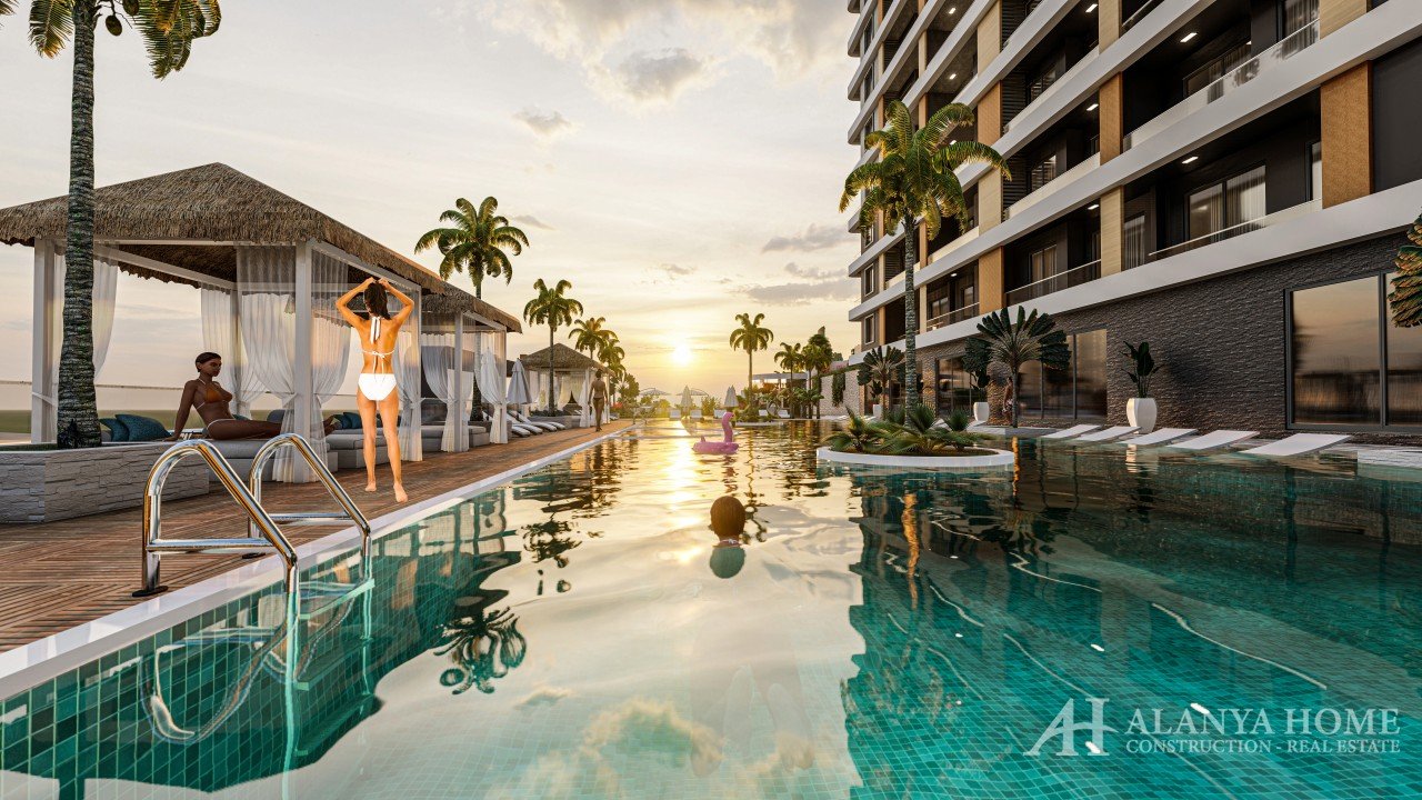 Фото покупка продажа недорогая квартира в доме жилом комплексе с открытым бассейном Алания Хоум Анта